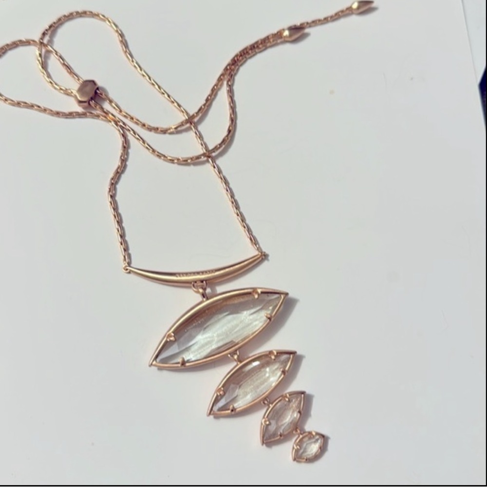 Kendra Scott Morris Hi Low Necklace Rose Gold Plated and Gold Dusted Glass